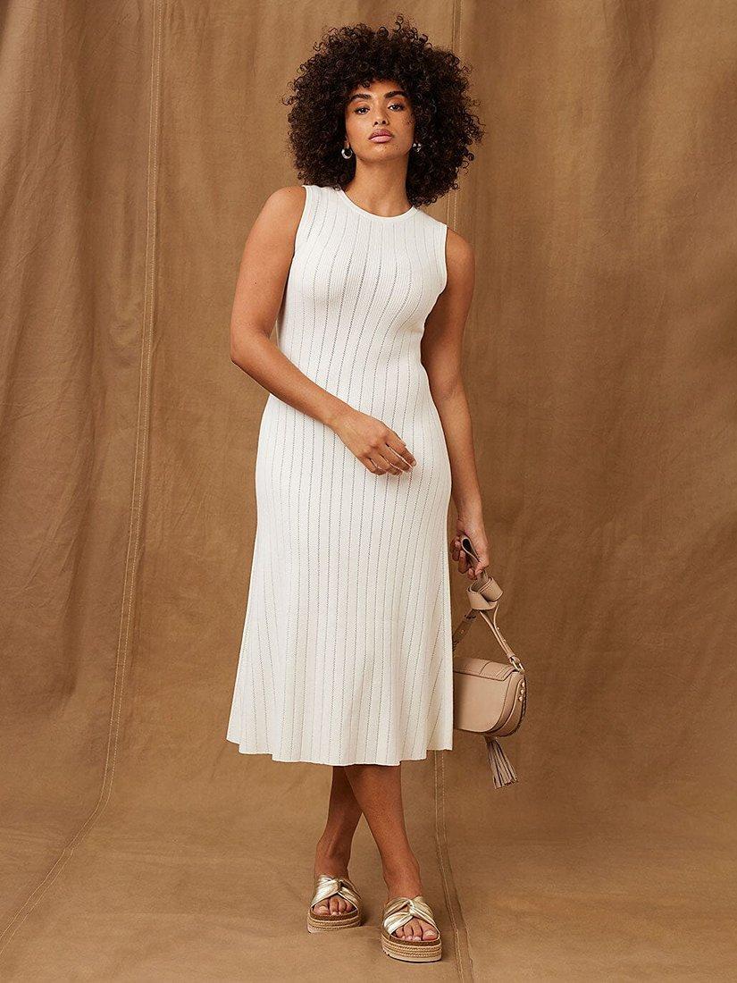 Mint Velvet Plain Textured Sleeveless Dress