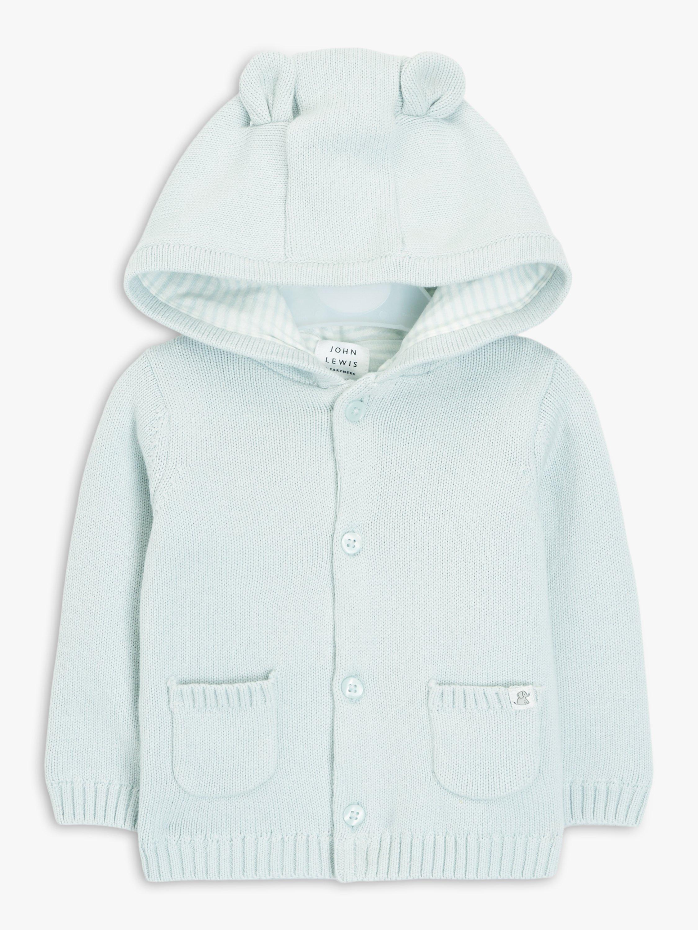 John Lewis Baby Hooded Cardigan, Light Blue