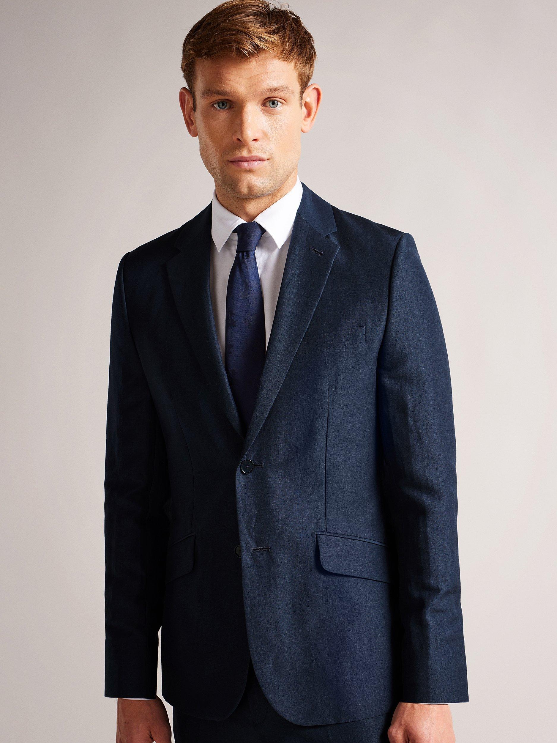 Ted Baker Lance  Regular Fit Linen Blend Jersey Blazer, Navy