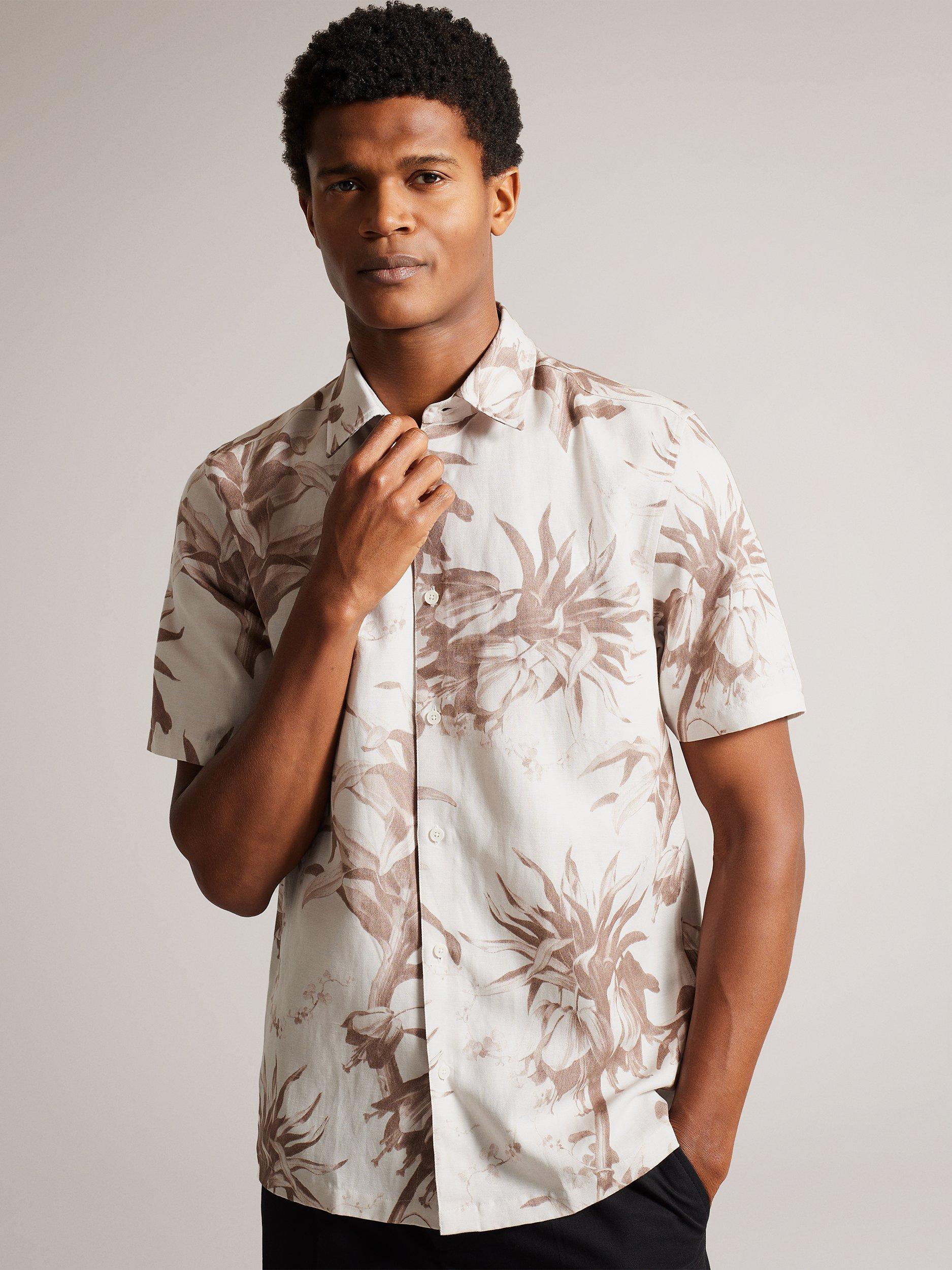 Ted Baker Belmar Floral Print Shirt, Neutral