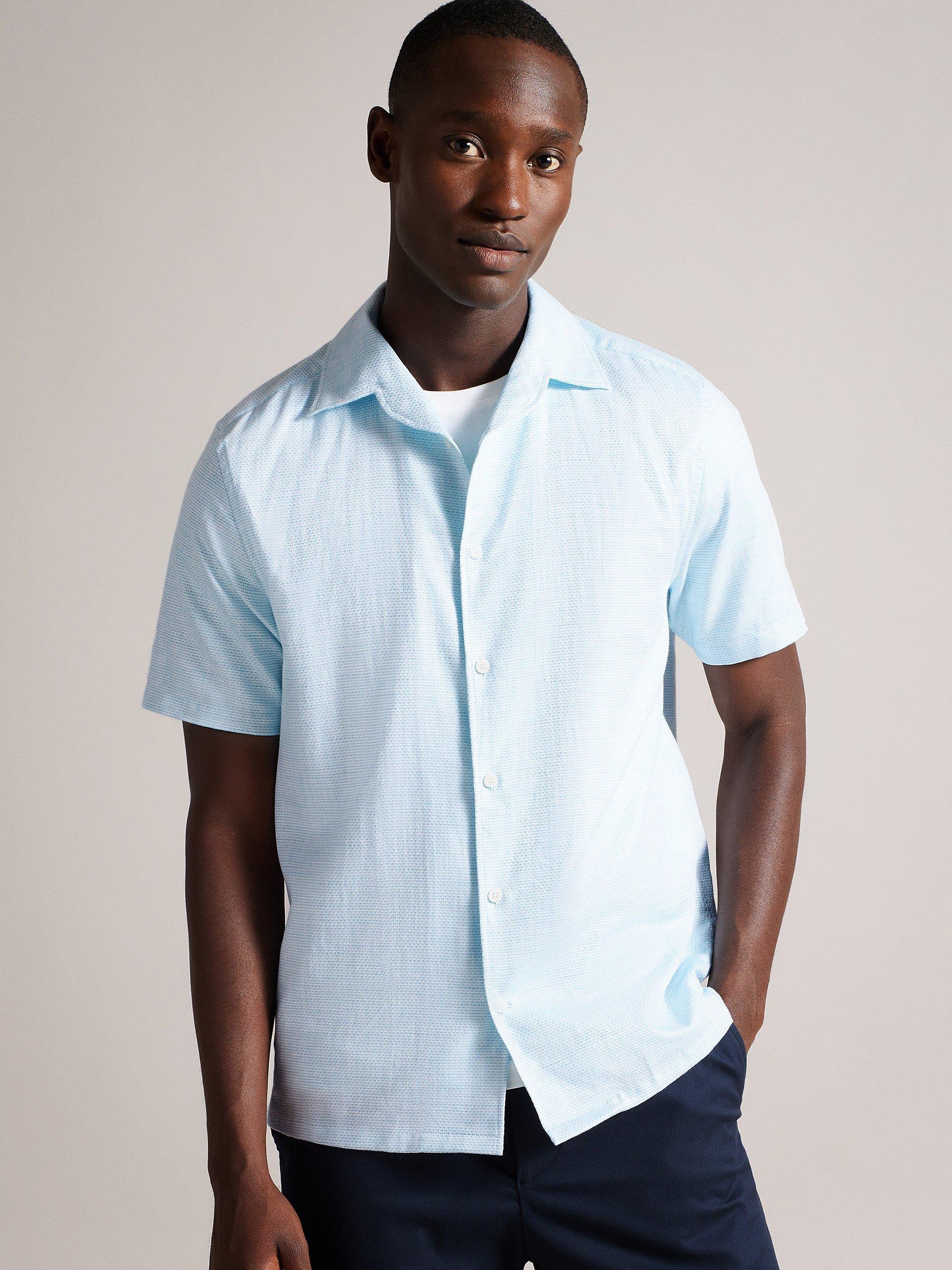 Ted Baker Seamus Linen Blend Short Sleeve Shirt