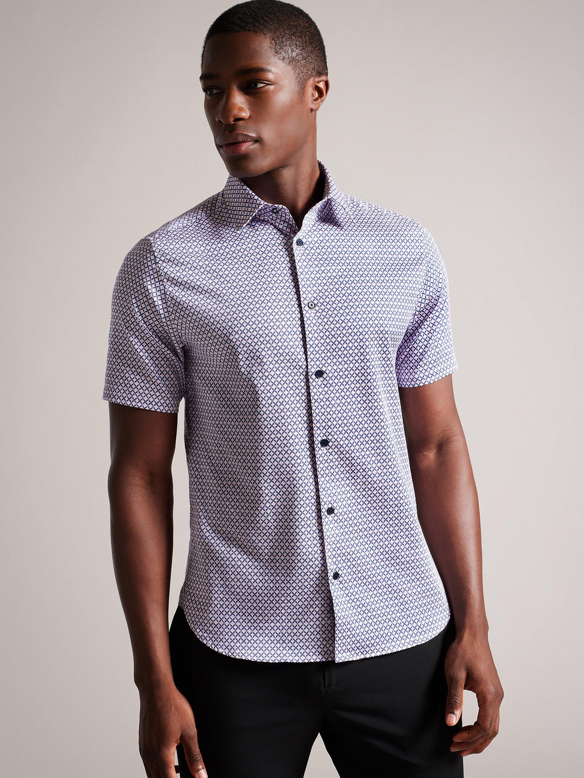 Ted Baker Strisho Geometric Print Shirt, Pink