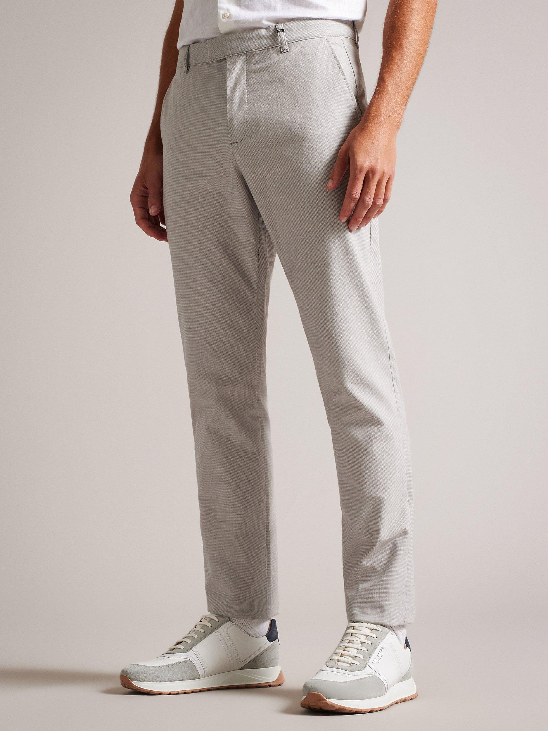Ted Baker Portmay Slim Fit Dogtooth Trousers, Grey