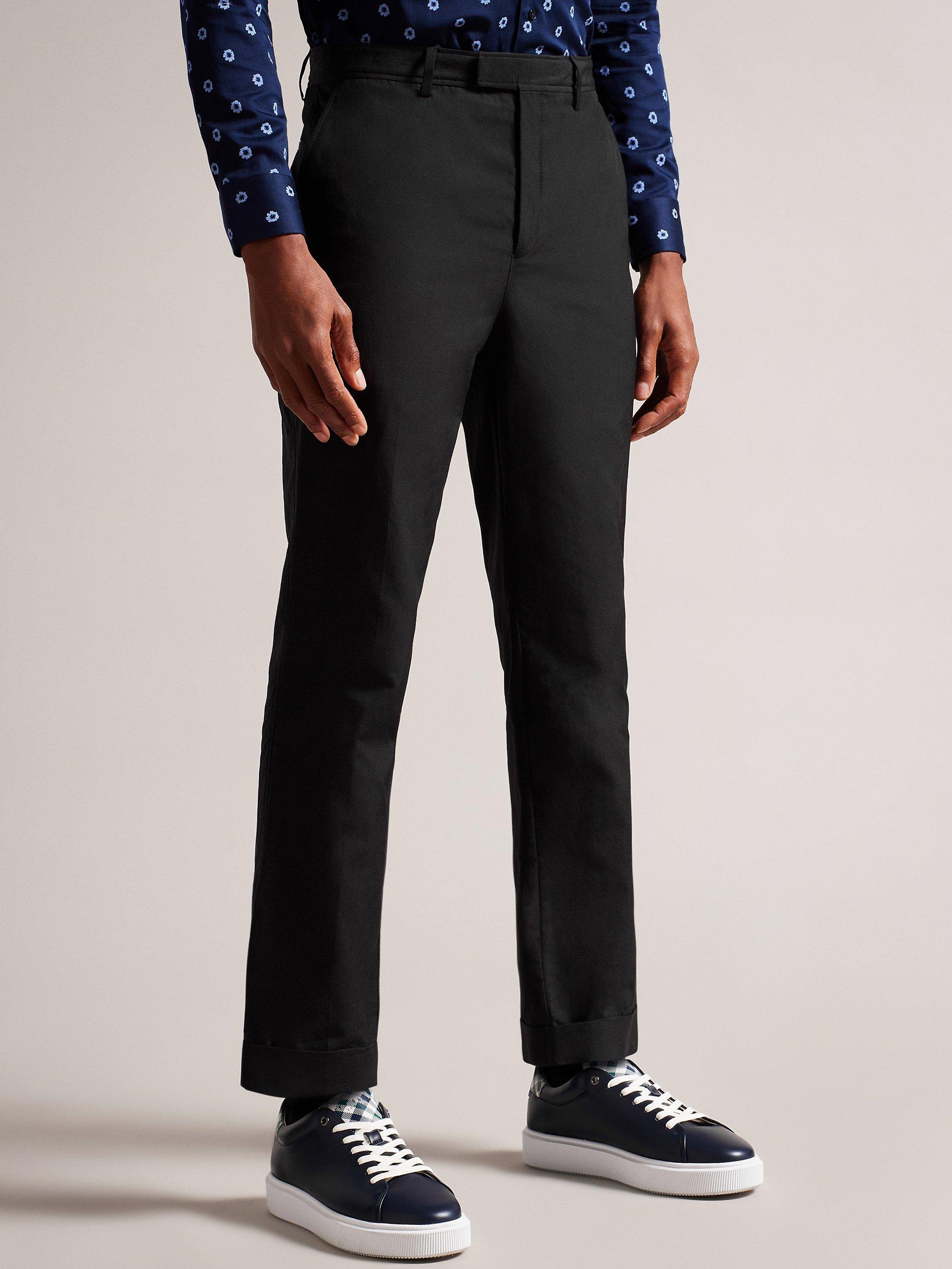Ted Baker Cleevet Slim Fit Cotton Linen Blend Trousers, Black
