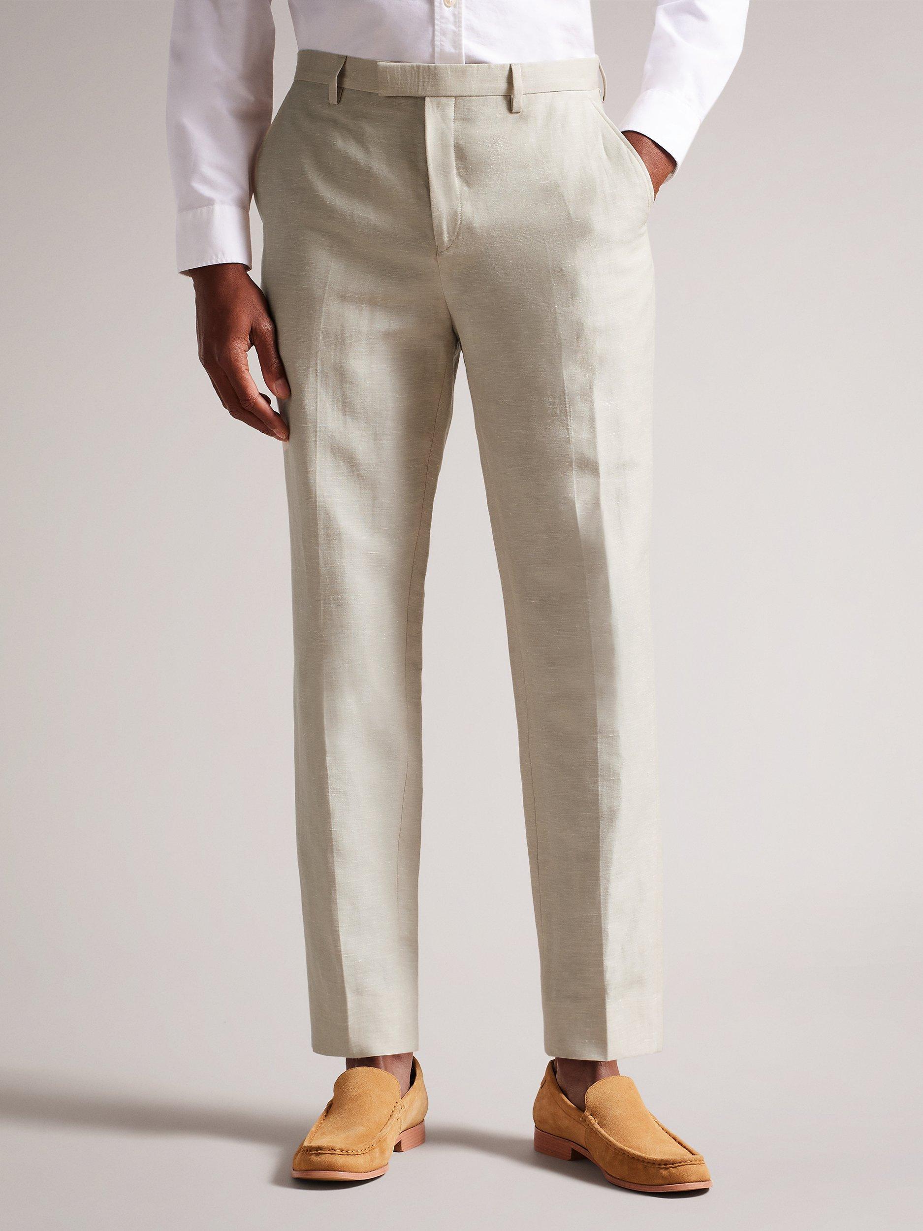 Ted Baker Lancet Slim Fit Wool Linen Trousers, Stone