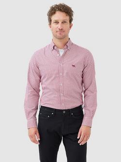 Rodd & Gunn Gunn Oxford Gingham Check Slim Fit Long Sleeve Shirt, Claret