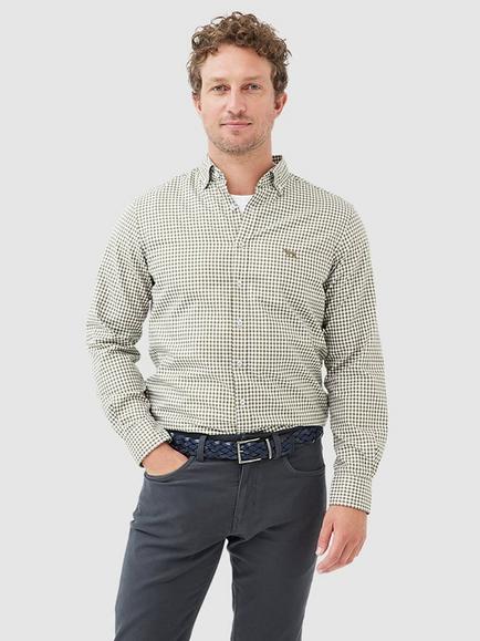 Rodd & Gunn Riverhead Check Oxford Cotton Sports Fit Long Sleeve Shirt, Brown/White