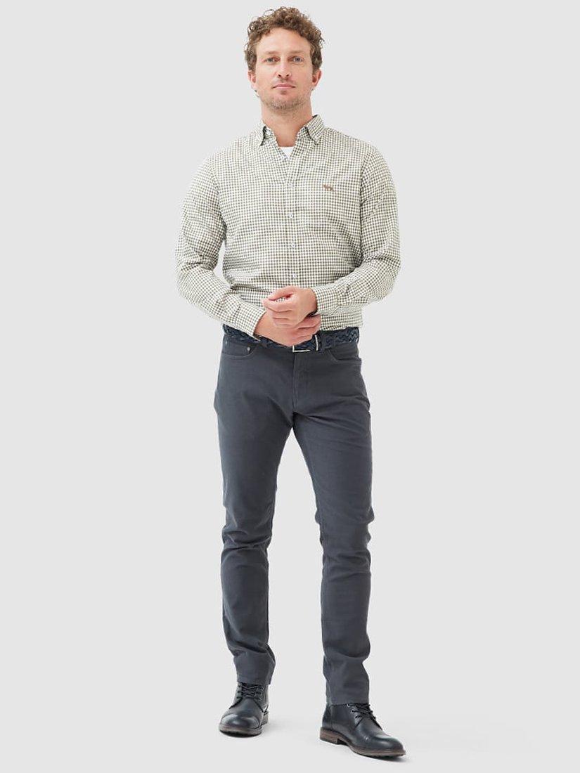 Product image 2 of 5, which shows Rodd & Gunn Gunn Superfine Oxford Gingham Check Slim Fit Long Sleeve Shirt, Brown/White, XS