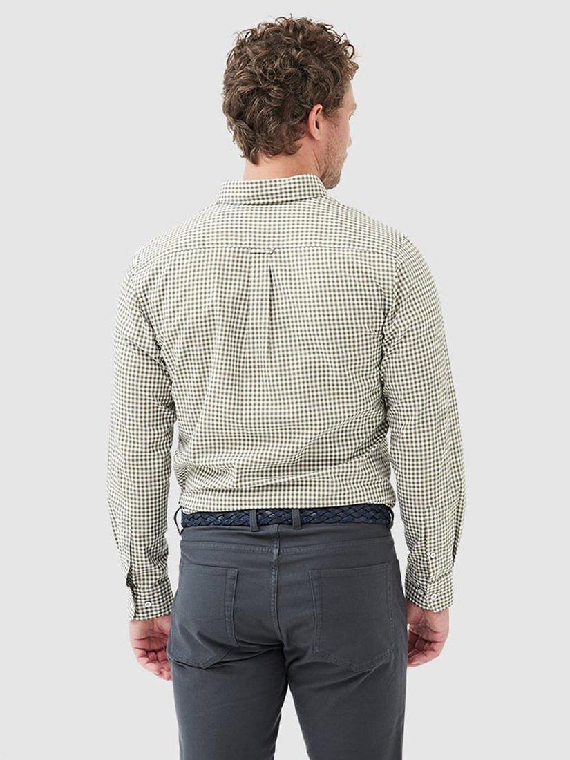 Product image 3 of 5, which shows Rodd & Gunn Gunn Superfine Oxford Gingham Check Slim Fit Long Sleeve Shirt, Brown/White, XS
