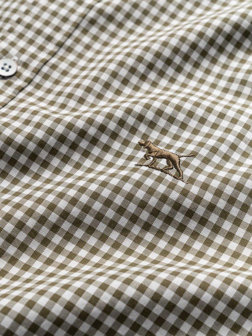 Product image 5 of 5, which shows Rodd & Gunn Gunn Superfine Oxford Gingham Check Slim Fit Long Sleeve Shirt, Brown/White, XS