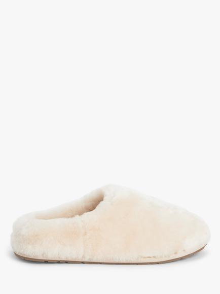John Lewis Shearling Mule Slippers, Light Cream