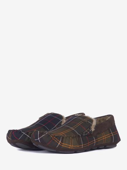 Barbour Monty Tartan Slippers, Green/Multi - view 2, Tartan