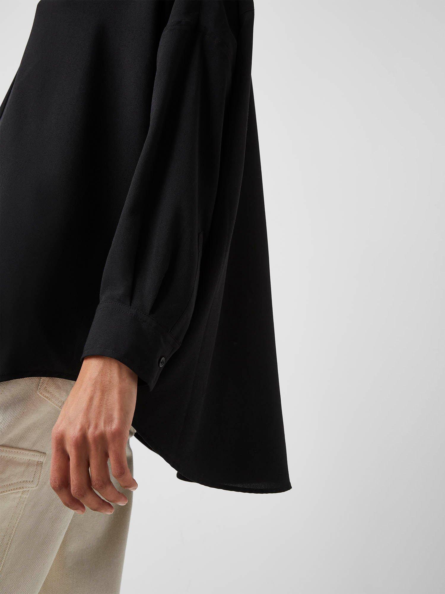 Product image 3 of 3, which shows French Connection Rhodes Recycled Crepe Popover Shirt, Black, XS