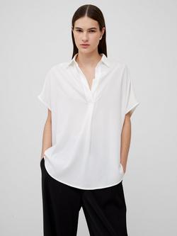 French Connection Crepe Short Sleeve V-Neck Blouse, Winter White