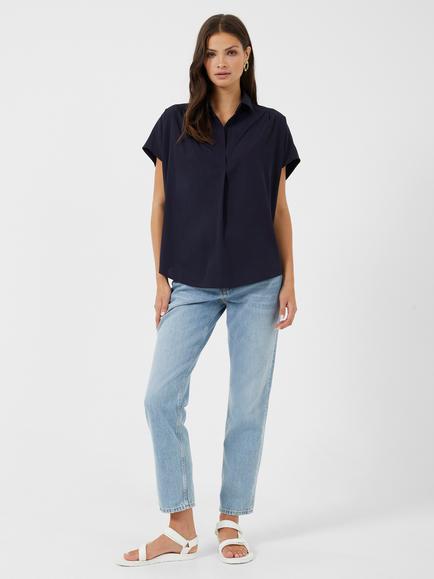 French Connection Crepe Light Popover - view 2, Utility Blue