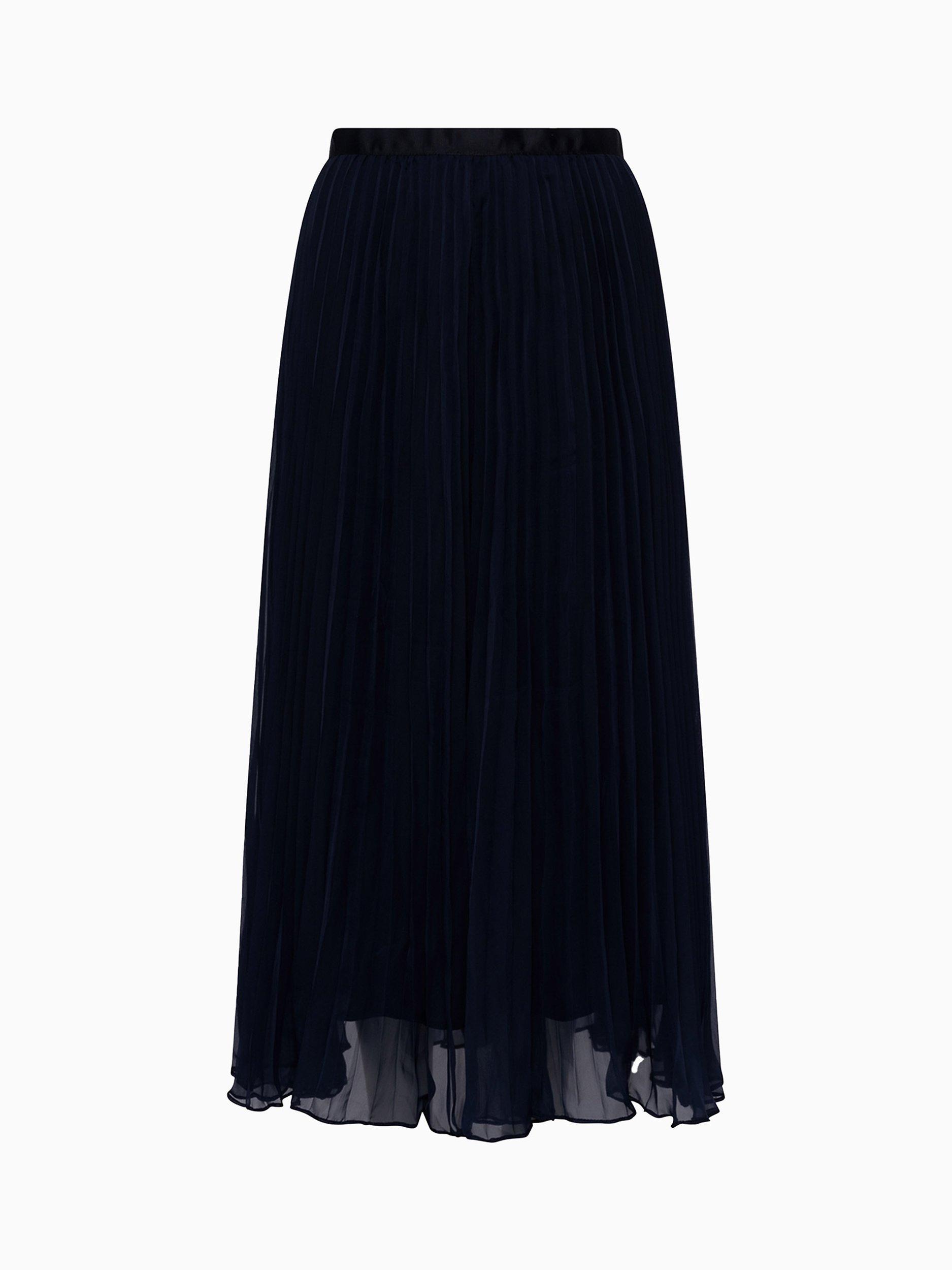 Product image 4 of 4, which shows French Connection Plain Pleated Midi Skirt, Black, L
