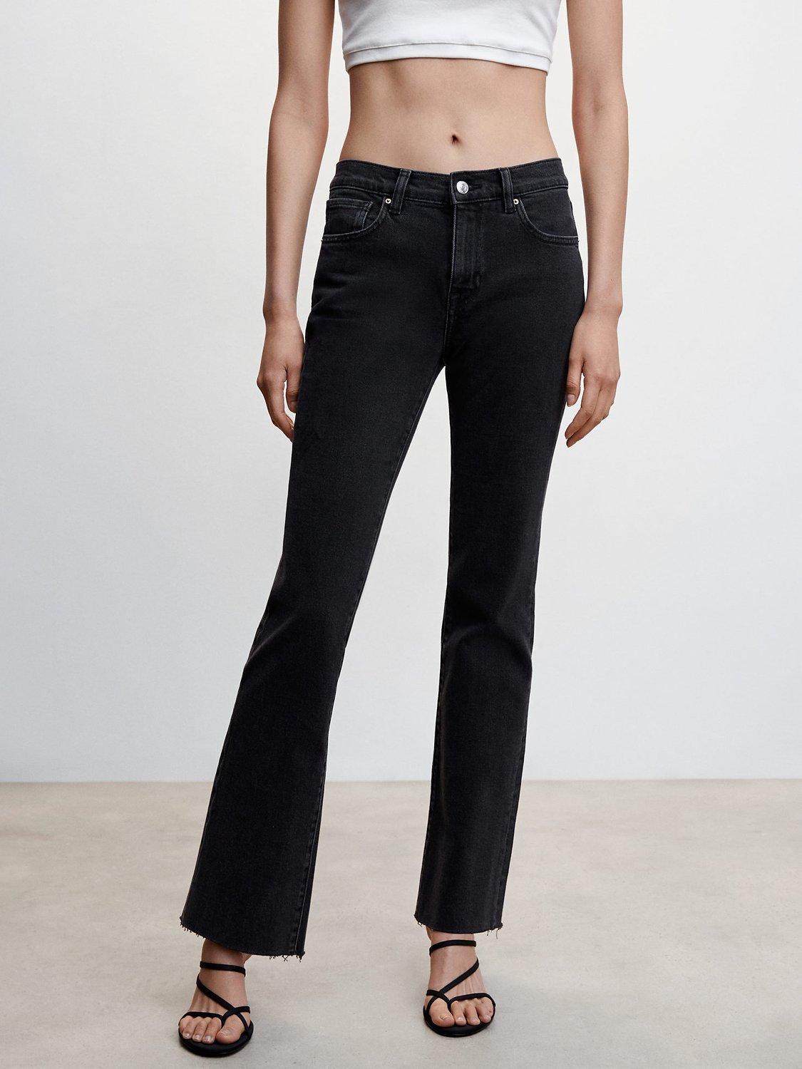 Mango Low Rise Flared Dafne Jeans, Dark Grey