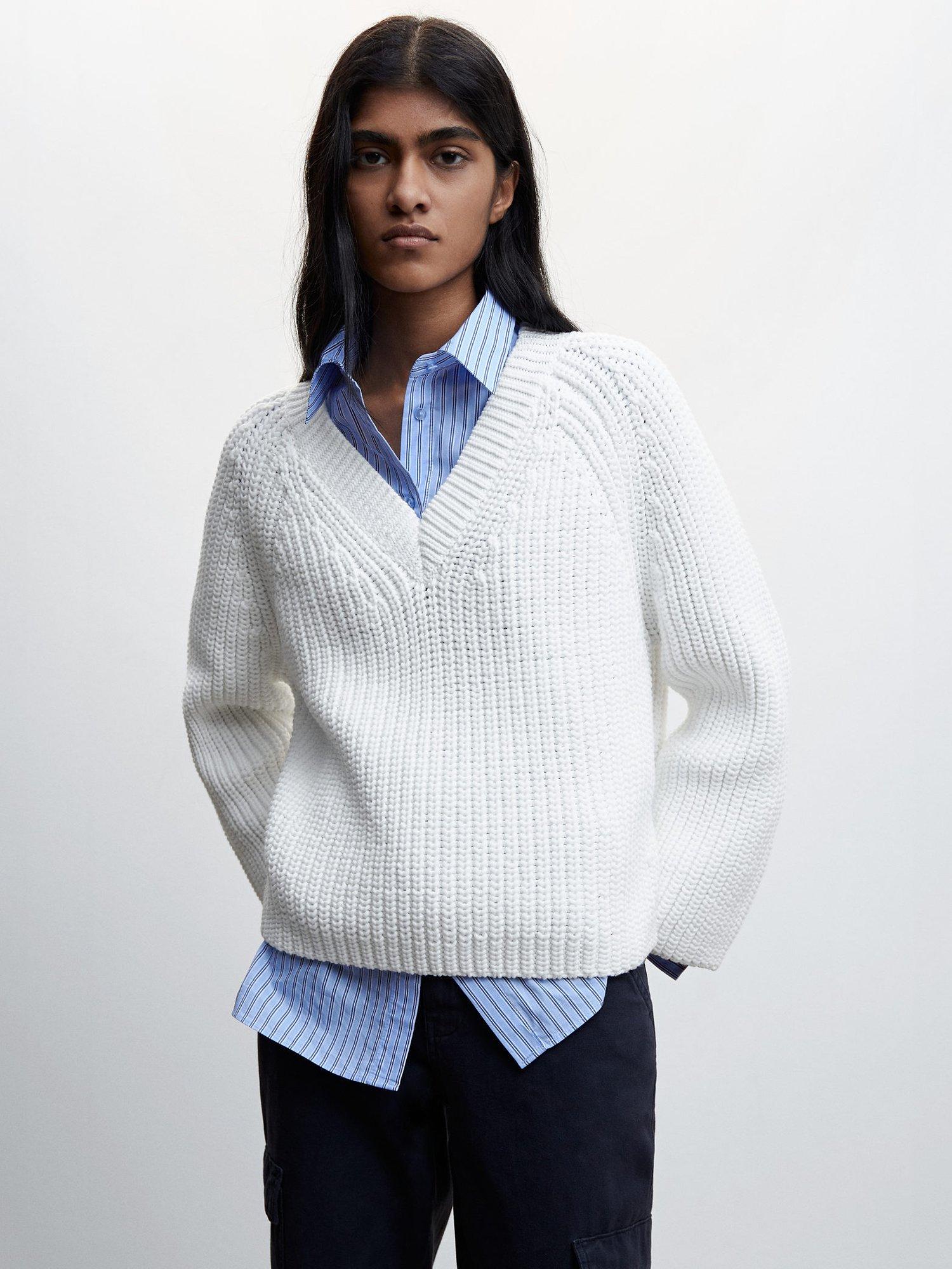Mango Frutilav Chunky Knit Jumper, White
