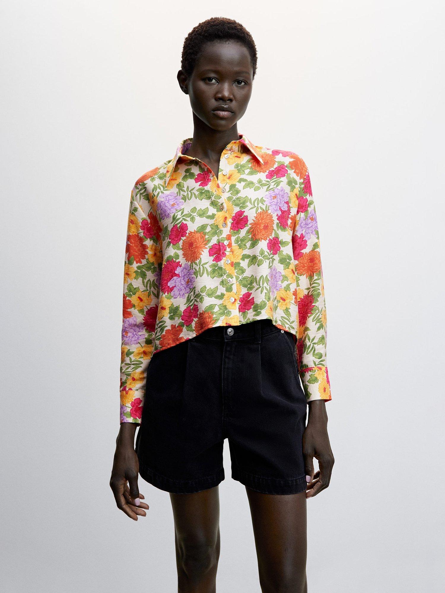 Mango Adelaida Floral Print Shirt, Multi