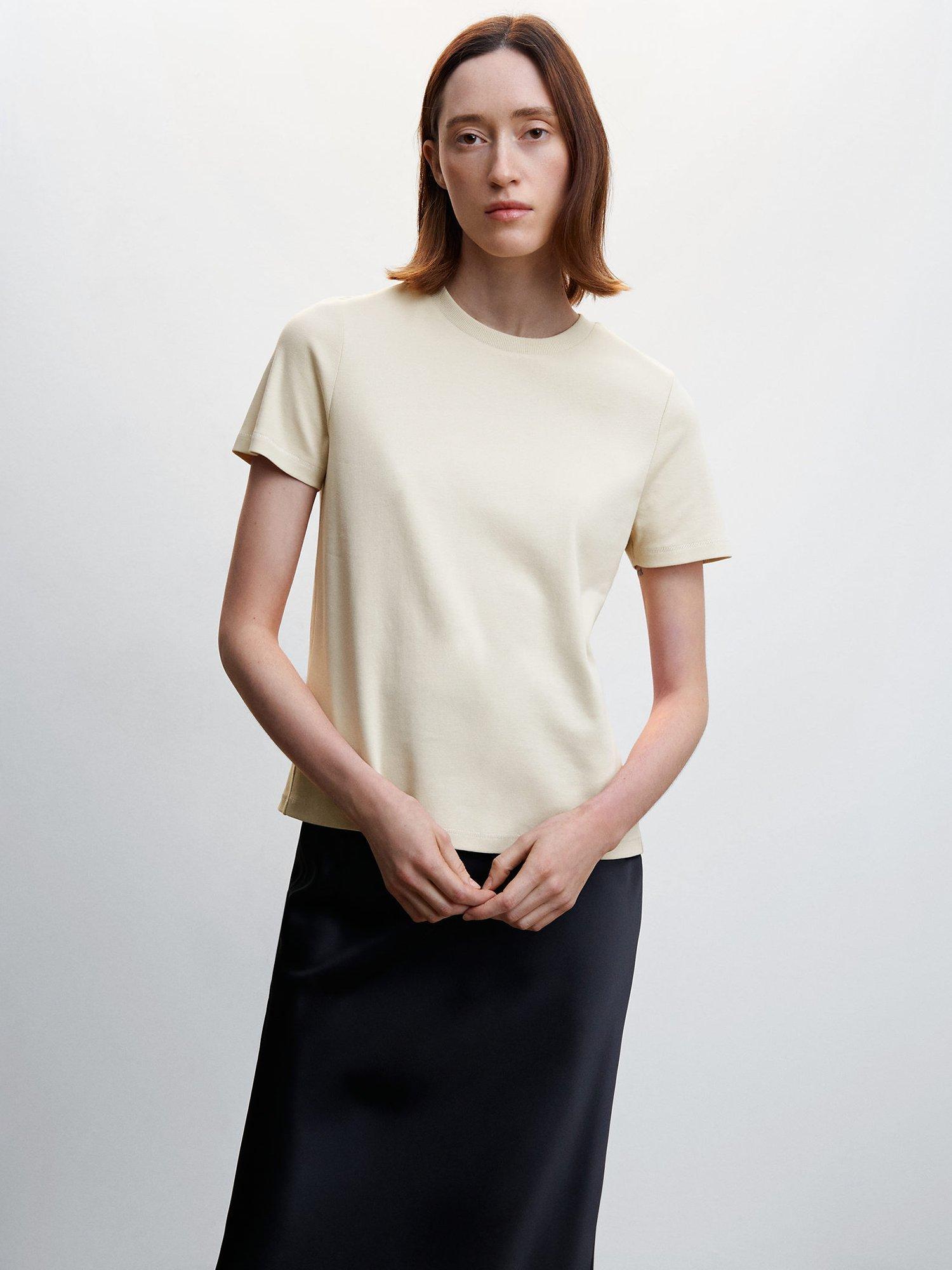 Mango Rita Crew Neck T-Shirt, Ecru
