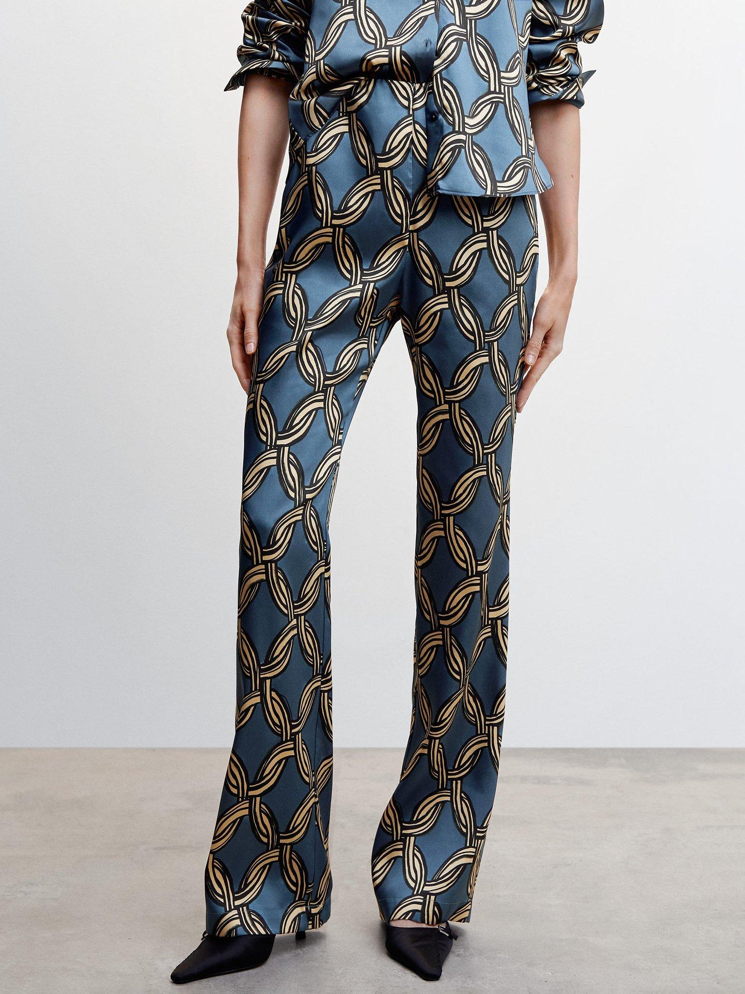 Mango Katea Trouser, Blue/Multi