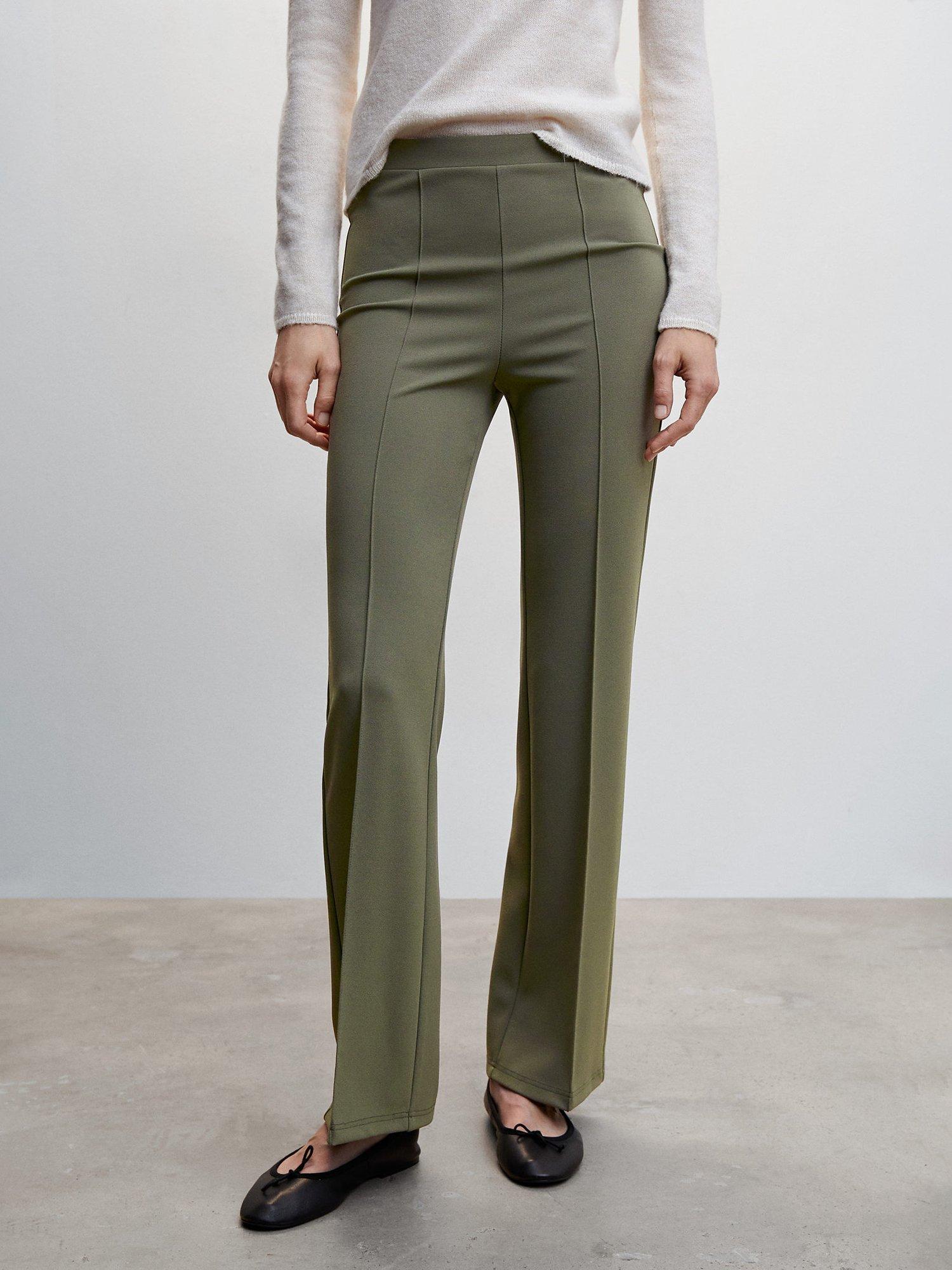 Mango Avaya Seam-Detail Trousers, Khaki