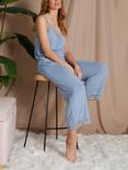Pretty You London Bamboo Lace Cami Cropped Trouser Pyjama Set, Raven
