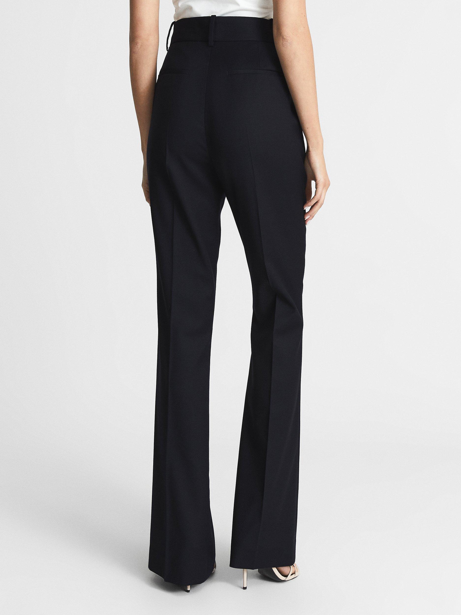 Product image 2 of 5, which shows Reiss Haisley Tailored Flare Trousers, Navy, 8