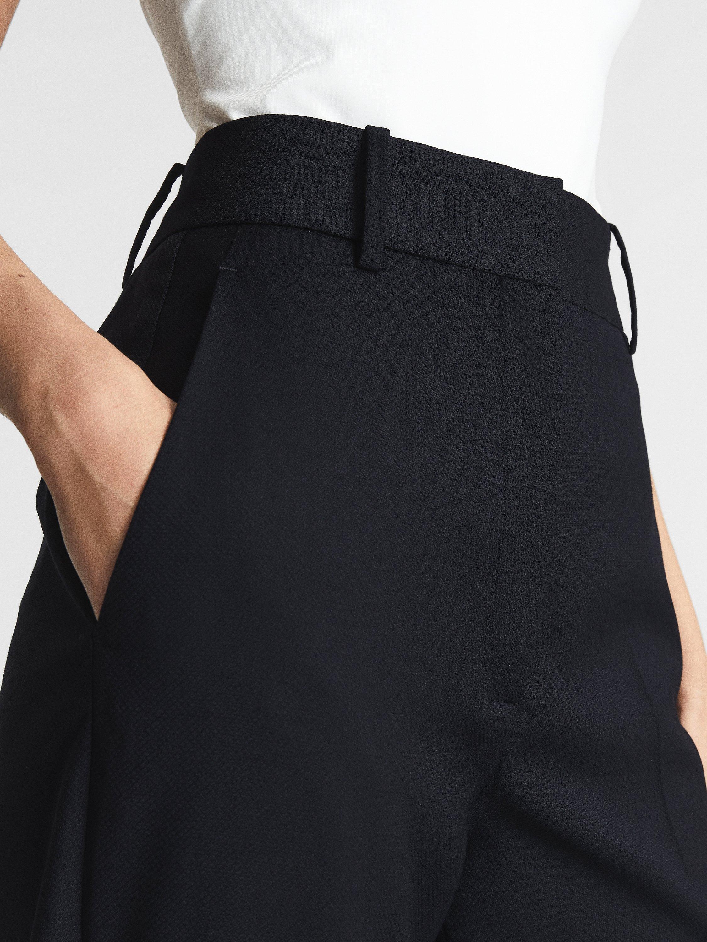 Product image 5 of 5, which shows Reiss Haisley Tailored Flare Trousers, Navy, 8