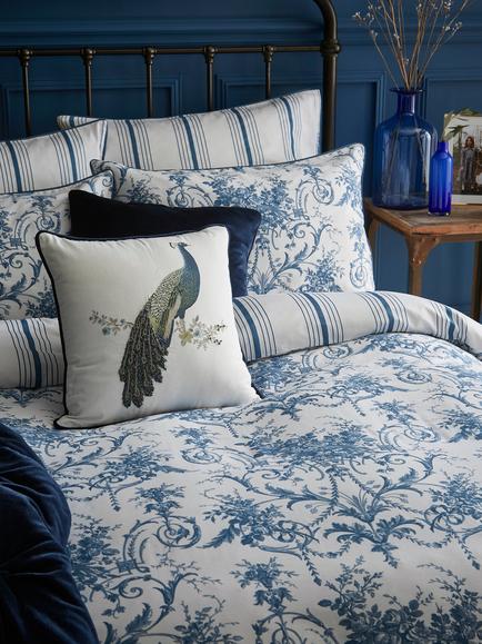 Laura Ashley Tuileries Reversible 200 Thread Count Duvet Cover Set - view 2, Midnight