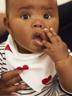 Petit Bateau Baby Heart Pattern Bandana Bib, Pack of 2, Multi, Multi