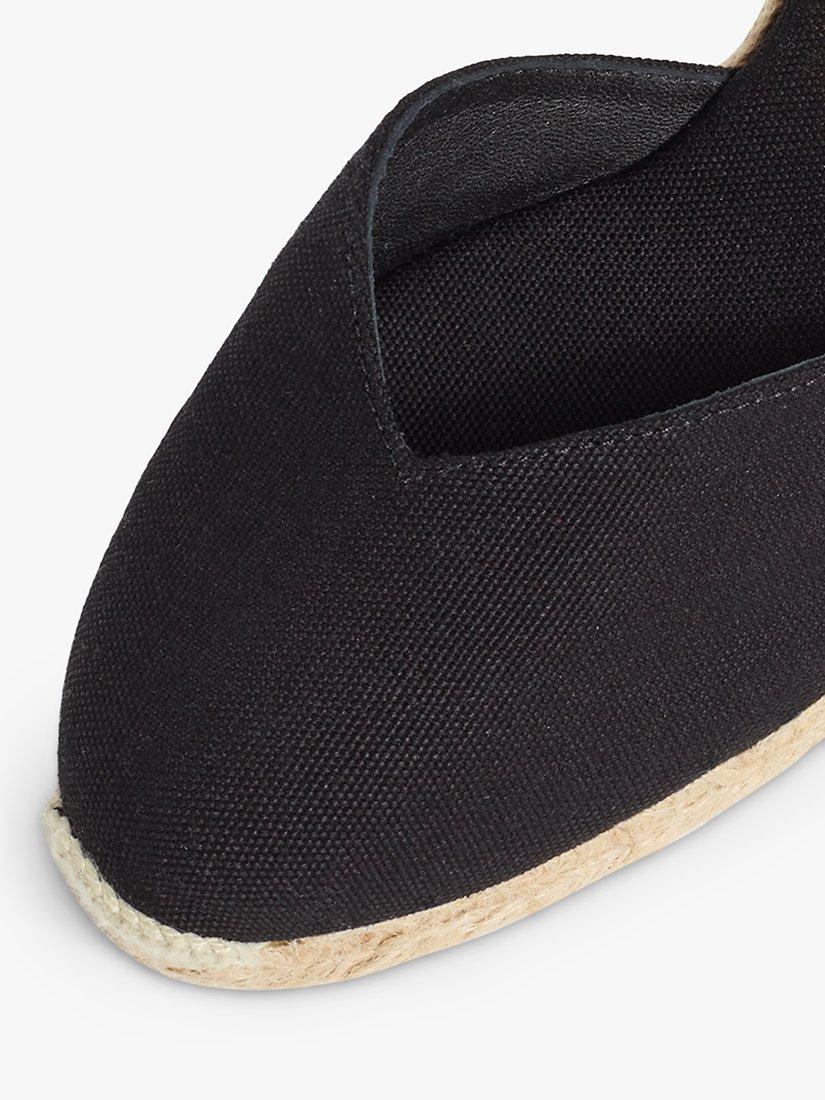 Product image 4 of 5, which shows Castañer Chiara Cotton Wedge Espadrille Sandals, Black, 4