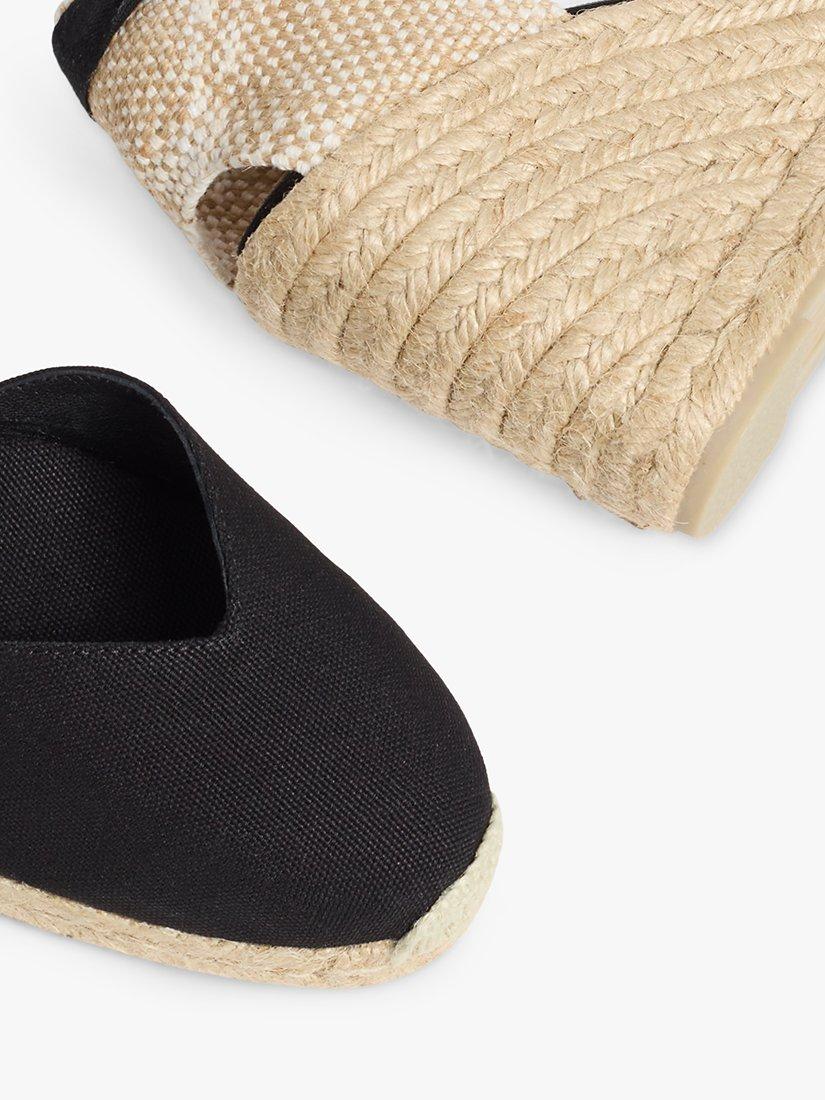 Product image 5 of 5, which shows Castañer Chiara Cotton Wedge Espadrille Sandals, Black, 4