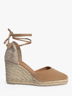 Castañer Carina Suede Wedge Espadrille Sandals, Tostado