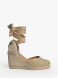 Castañer Carina Linen Wedge Espadrille Sandals, Gold