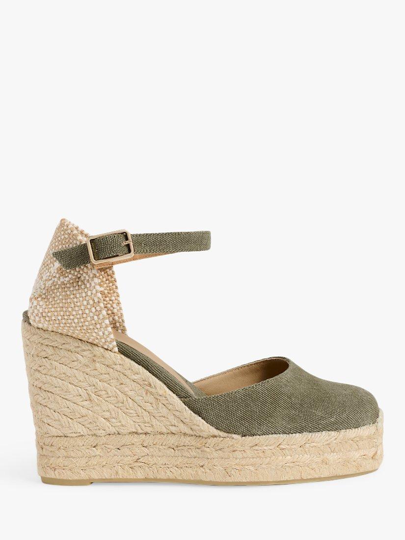 Castañer Carol Canvas Wedge Espadrille Sandals, Olive