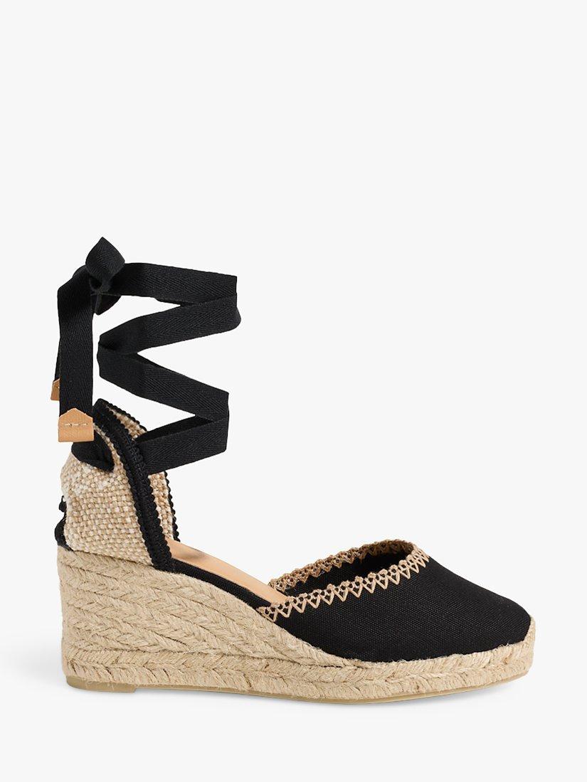 Castañer Comin Canvas Wedge Espadrille Sandals, Black