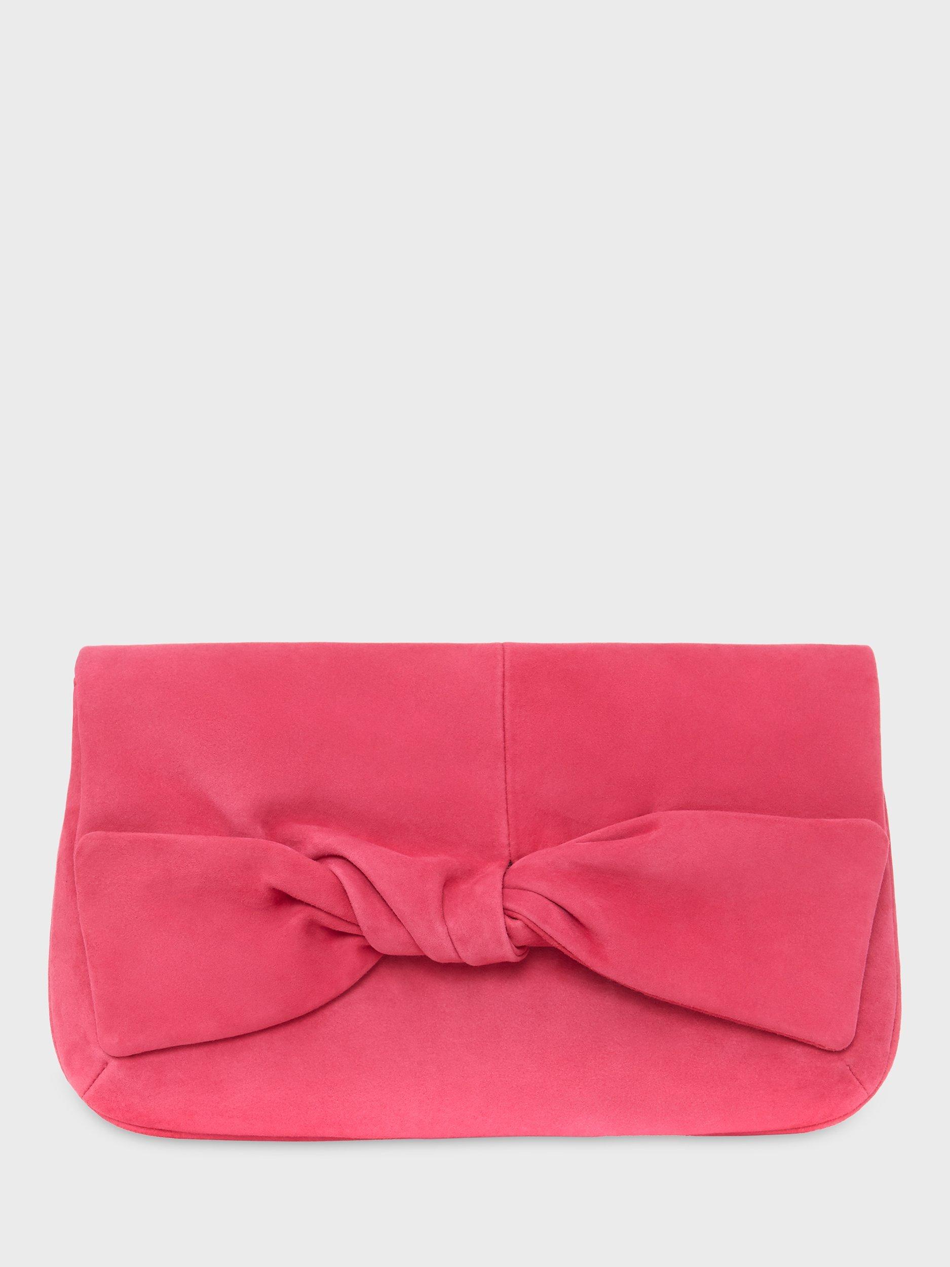 Hobbs Milly Bow Clutch Bag, Bright Pink, Bright Pink, One Size
