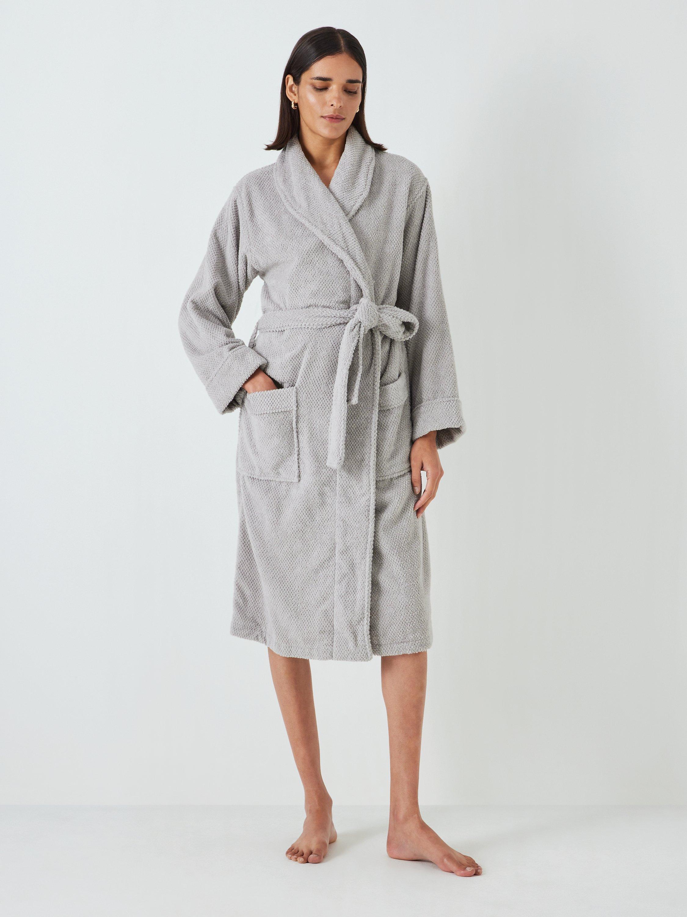 John Lewis Popcorn Cotton Unisex Bath Robe Silver Grey