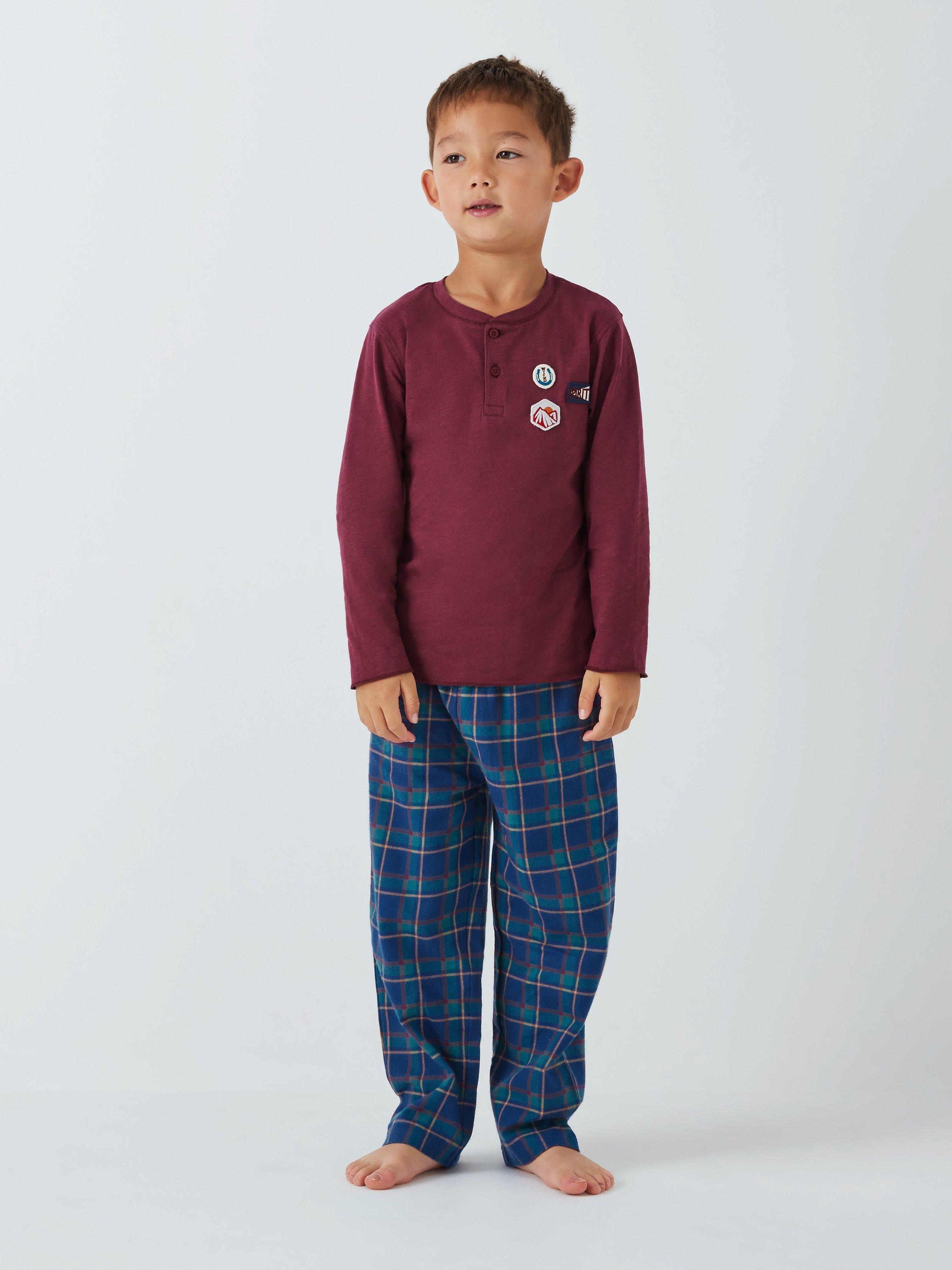 John Lewis Kids' Jersey & Woven Checked Pyjama Set, Multi