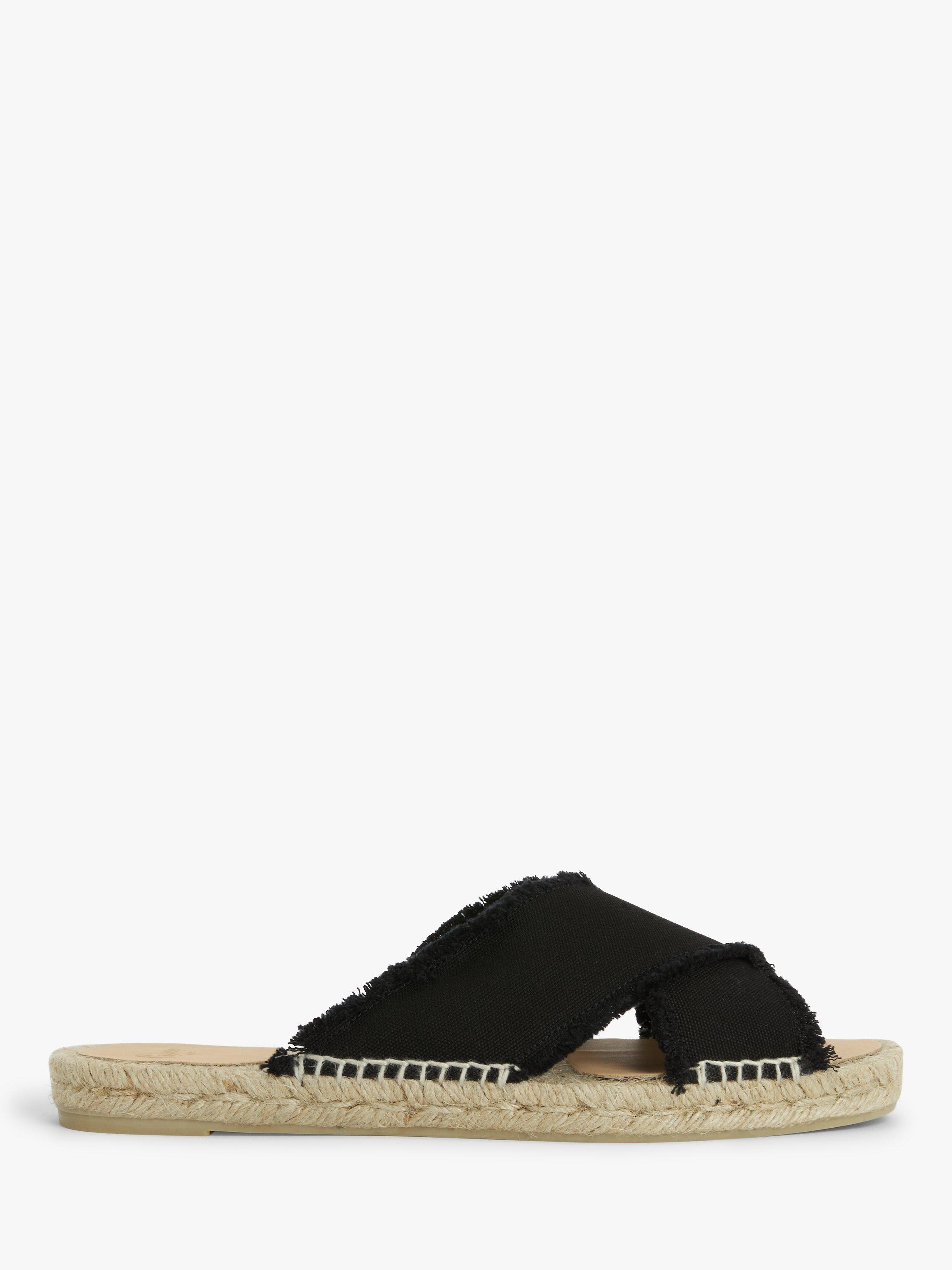 Castañer Palmera Cotton Canvas Slider Sandals, Black