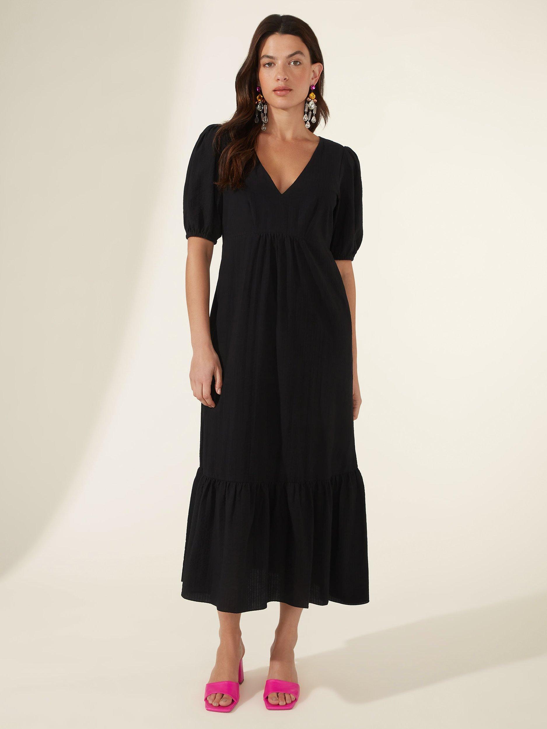 Ro&Zo Textured Midi Dress, Black
