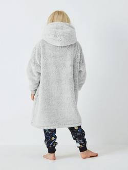 John Lewis Kids' Sherpa Oversized Hooded Blanket, Grey - view 2, Grey