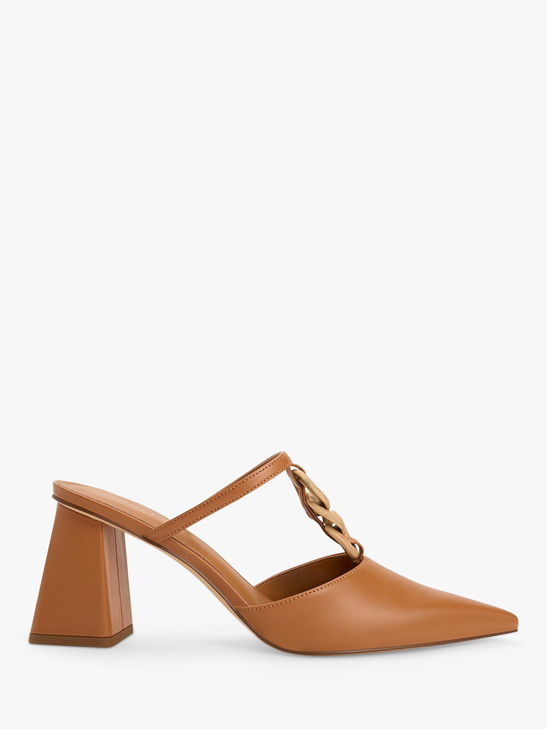 CHARLES & KEITH Chain Detail Block Heel Mules, Camel