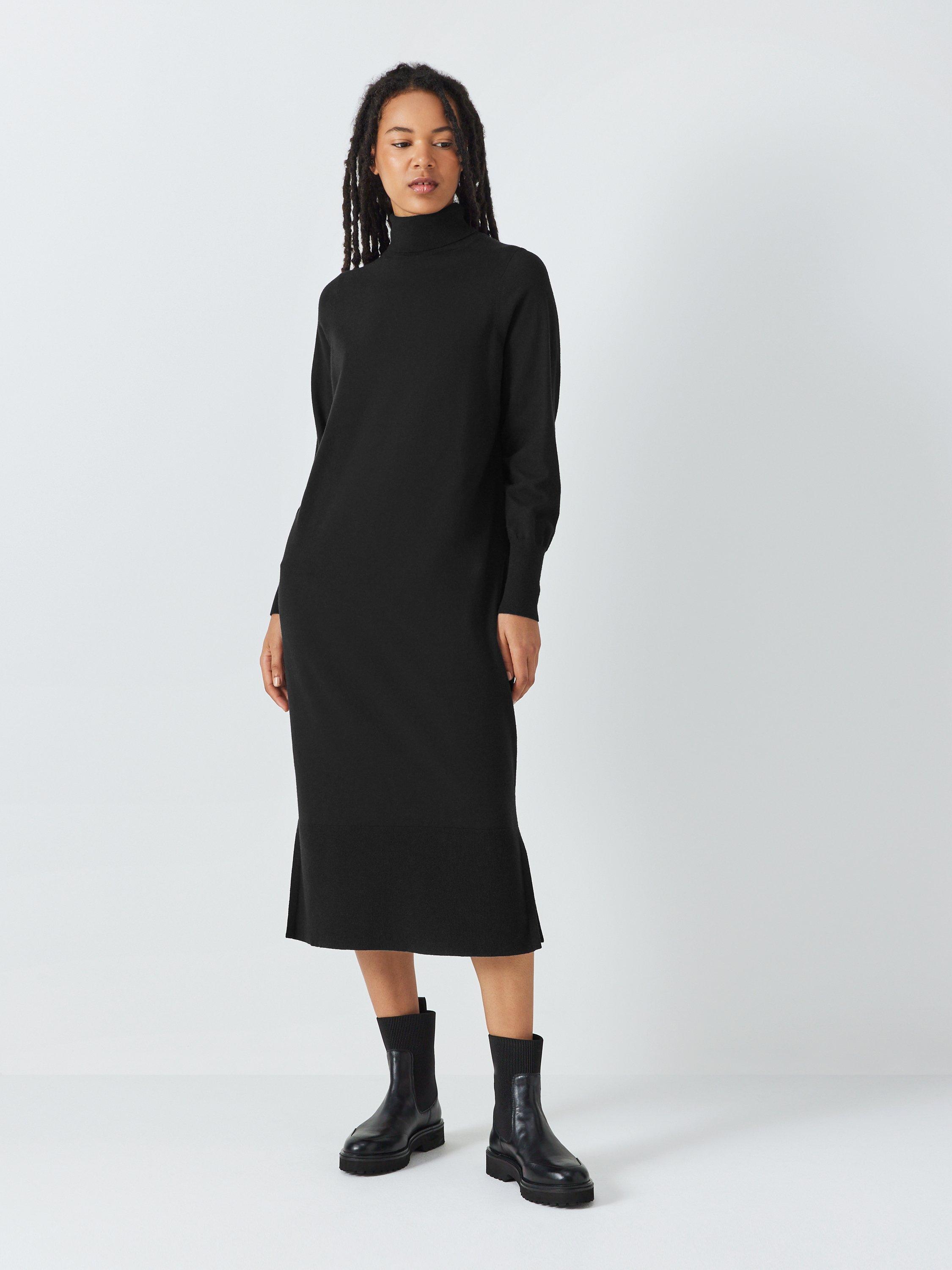 John Lewis ANYDAY Plain Fine Knit Roll Neck Midi Dress
