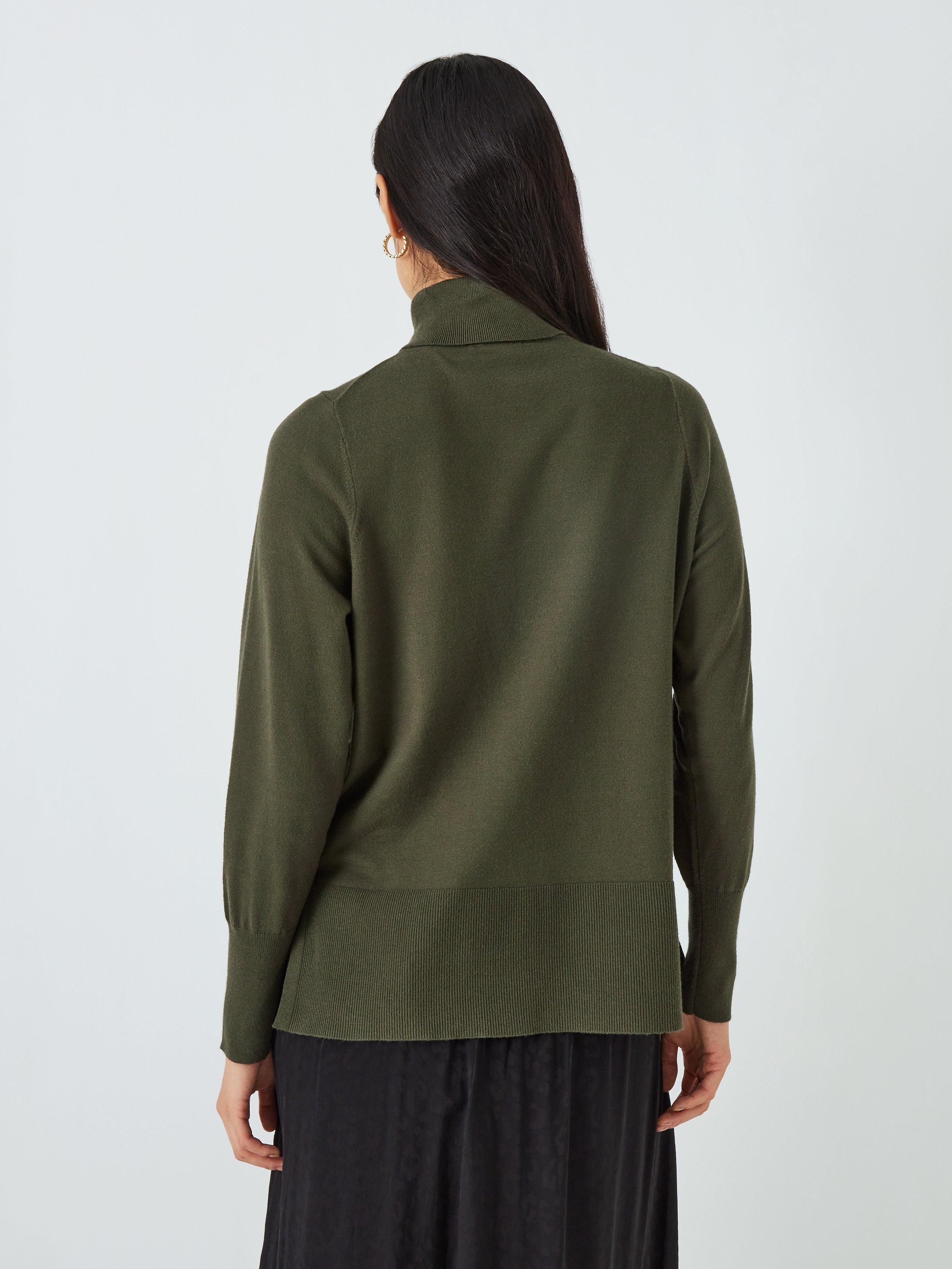 Product image 2 of 6, which shows John Lewis ANYDAY Plain Fine Knit Roll Neck Jumper, Khaki, M