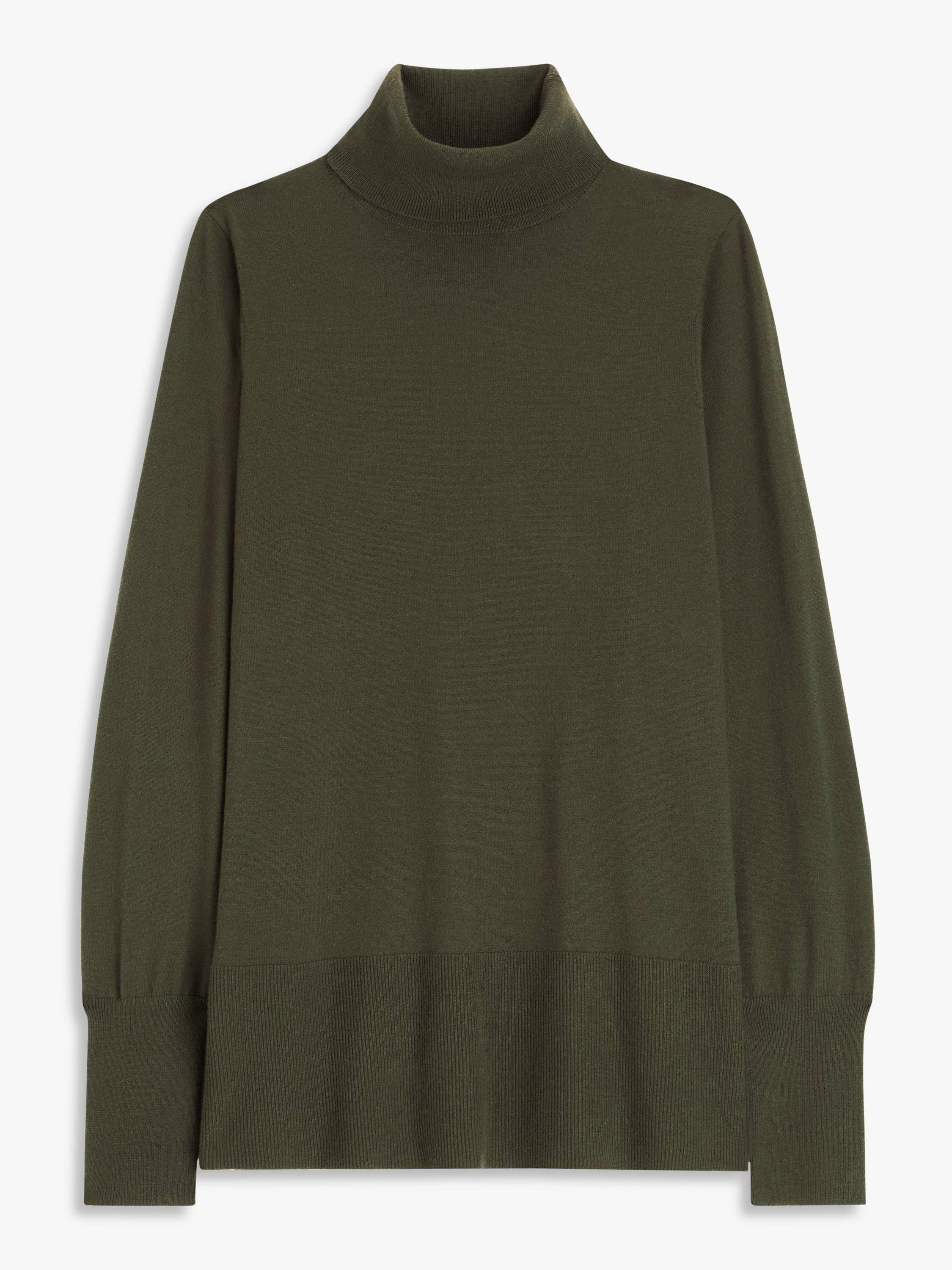 Product image 5 of 6, which shows John Lewis ANYDAY Plain Fine Knit Roll Neck Jumper, Khaki, M
