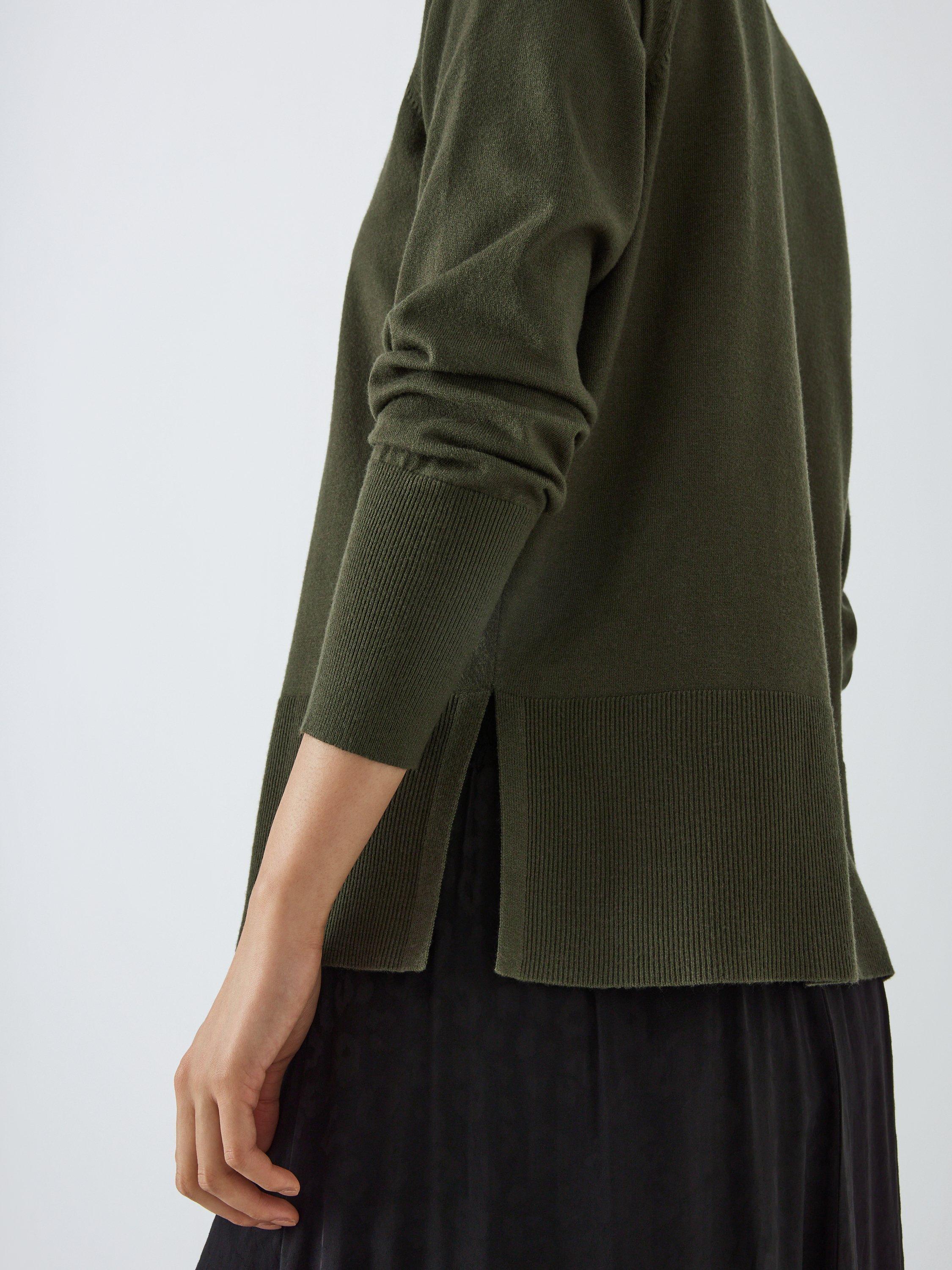 Product image 6 of 6, which shows John Lewis ANYDAY Plain Fine Knit Roll Neck Jumper, Khaki, M