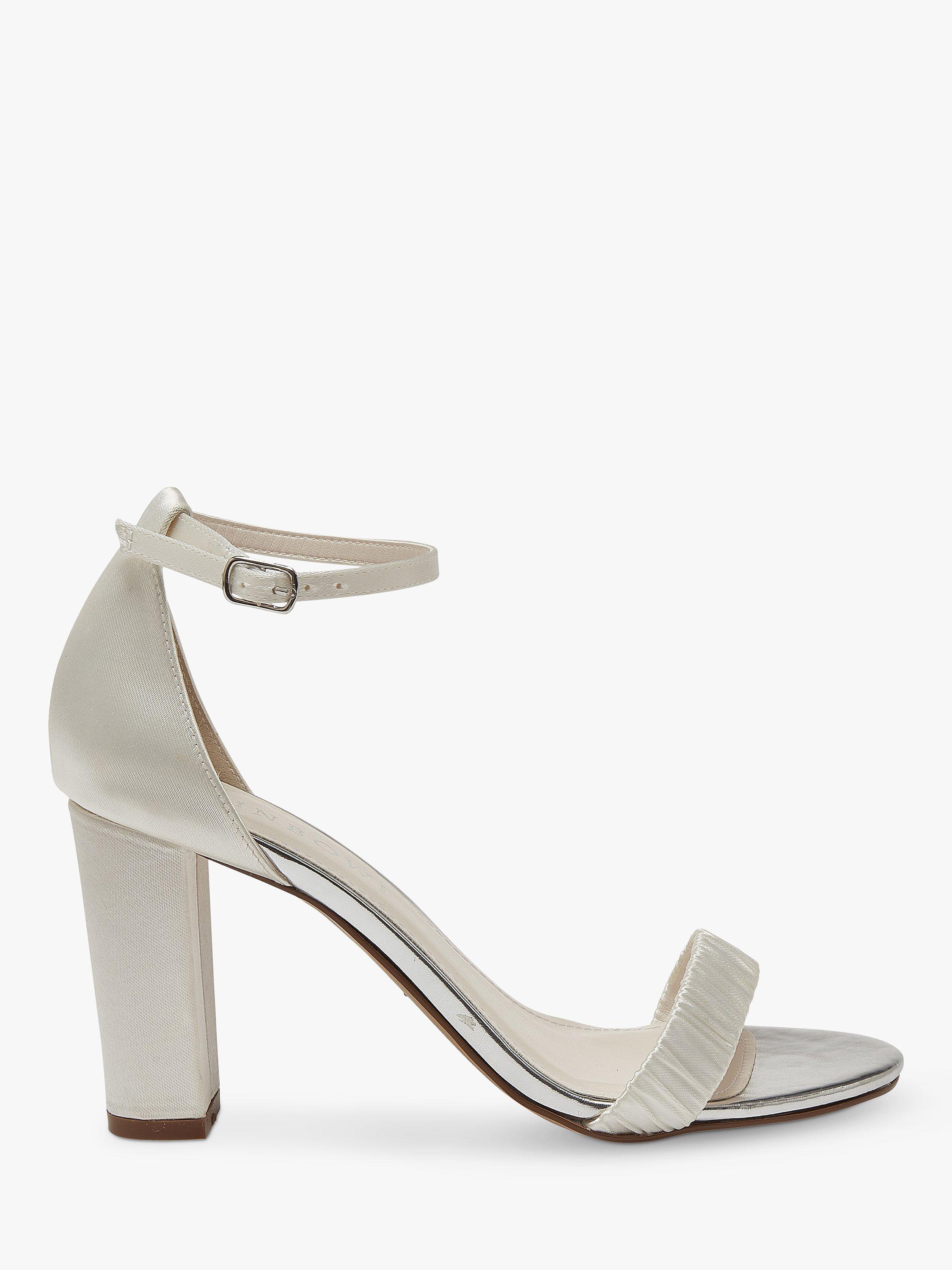 Product image 2 of 6, which shows Rainbow Club Lois Ruching Detail Wedding Sandals, Ivory Satin, 3.5