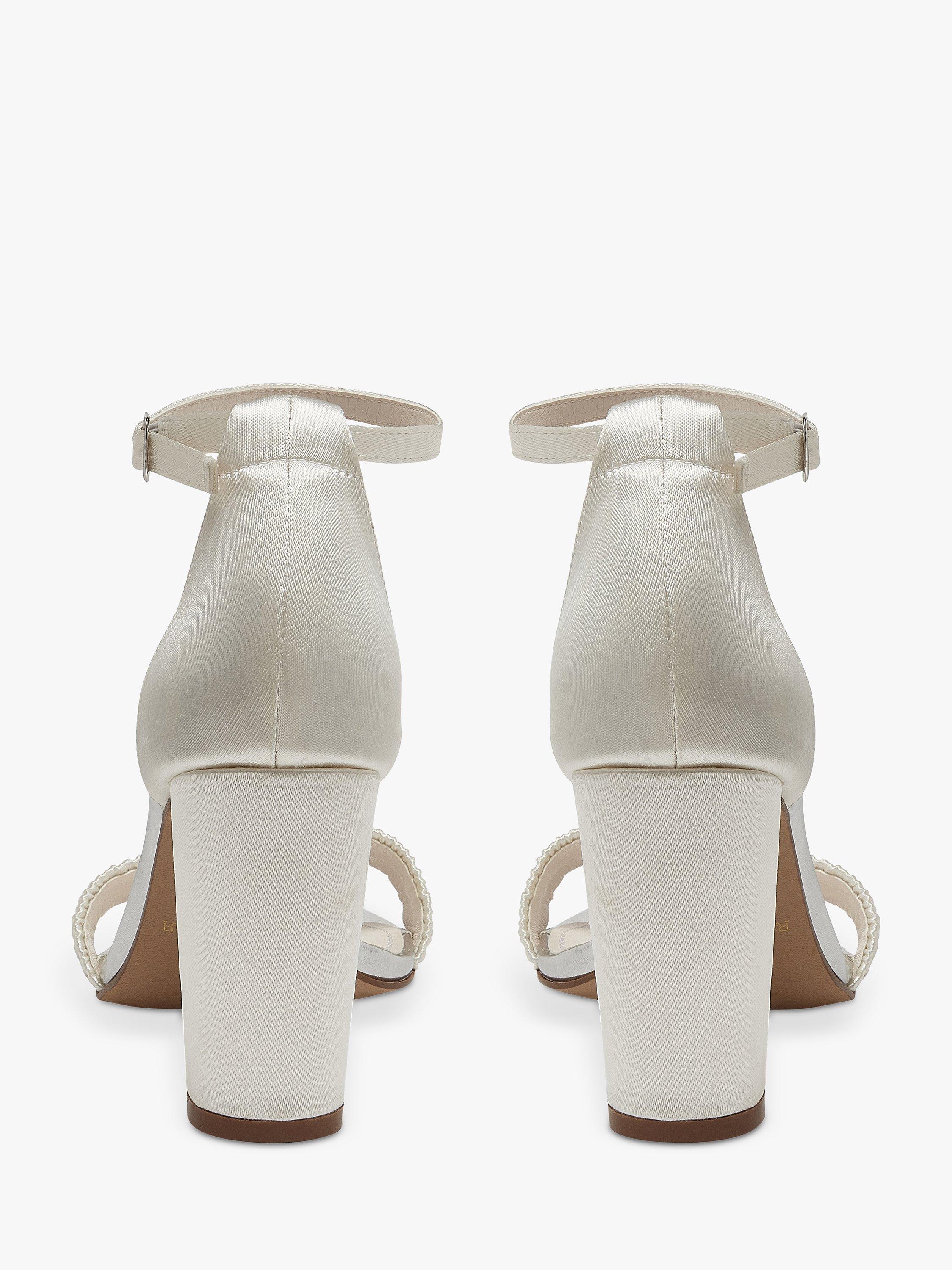 Product image 3 of 6, which shows Rainbow Club Lois Ruching Detail Wedding Sandals, Ivory Satin, 3.5